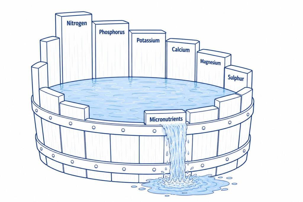 Liebig’s Barrel illustrating nutrient balance and how micronutrients can limit crop performance