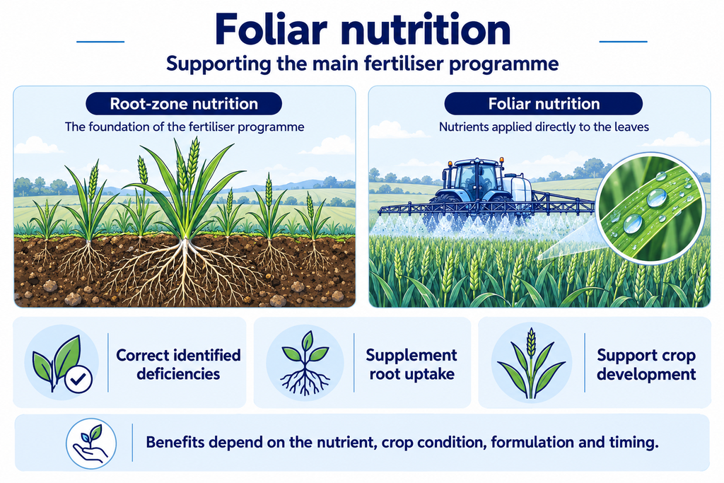 How foliar feeding complements root zone nutrition in crops